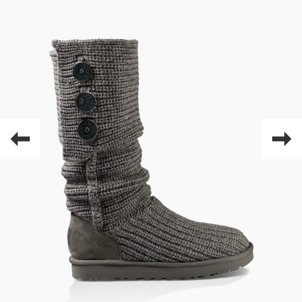 Classic gray knit UGG boots.